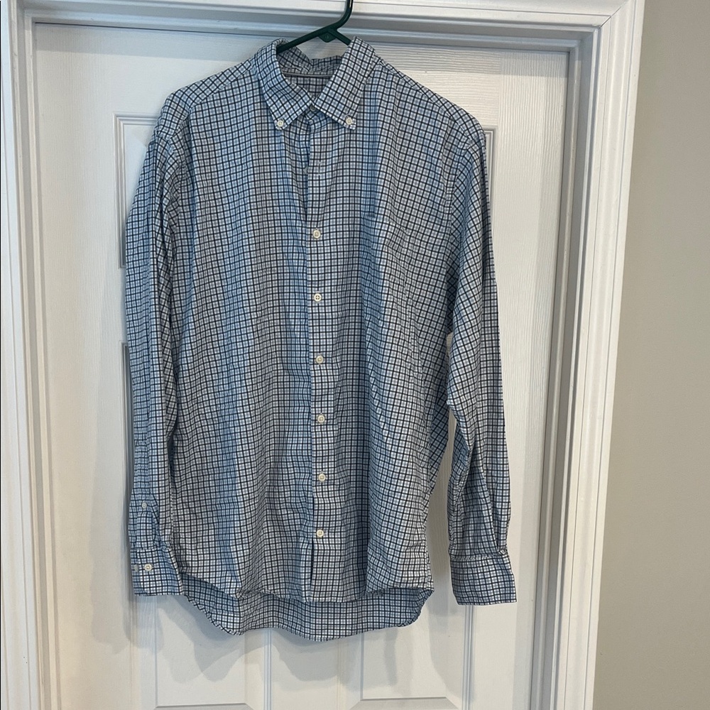 Men's Peter Millar Blue Checkered Shirt Size Large
